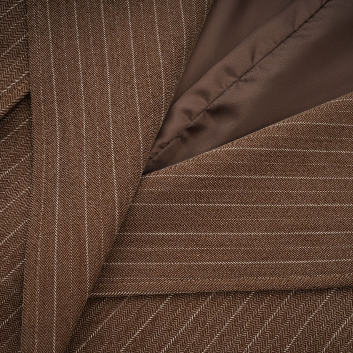 Clémence Brown Striped Trench Coat & Trousers Set - brown