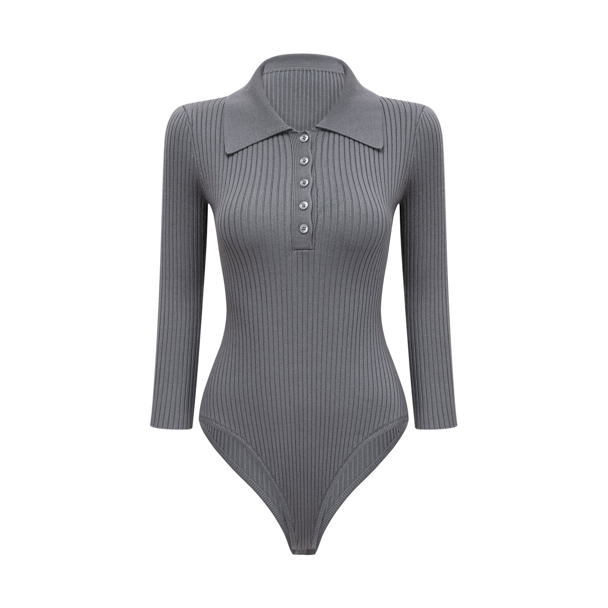 Claire Grey Ribbed Knit Bodysuit & Trousers Set (Final Sale-US Only)