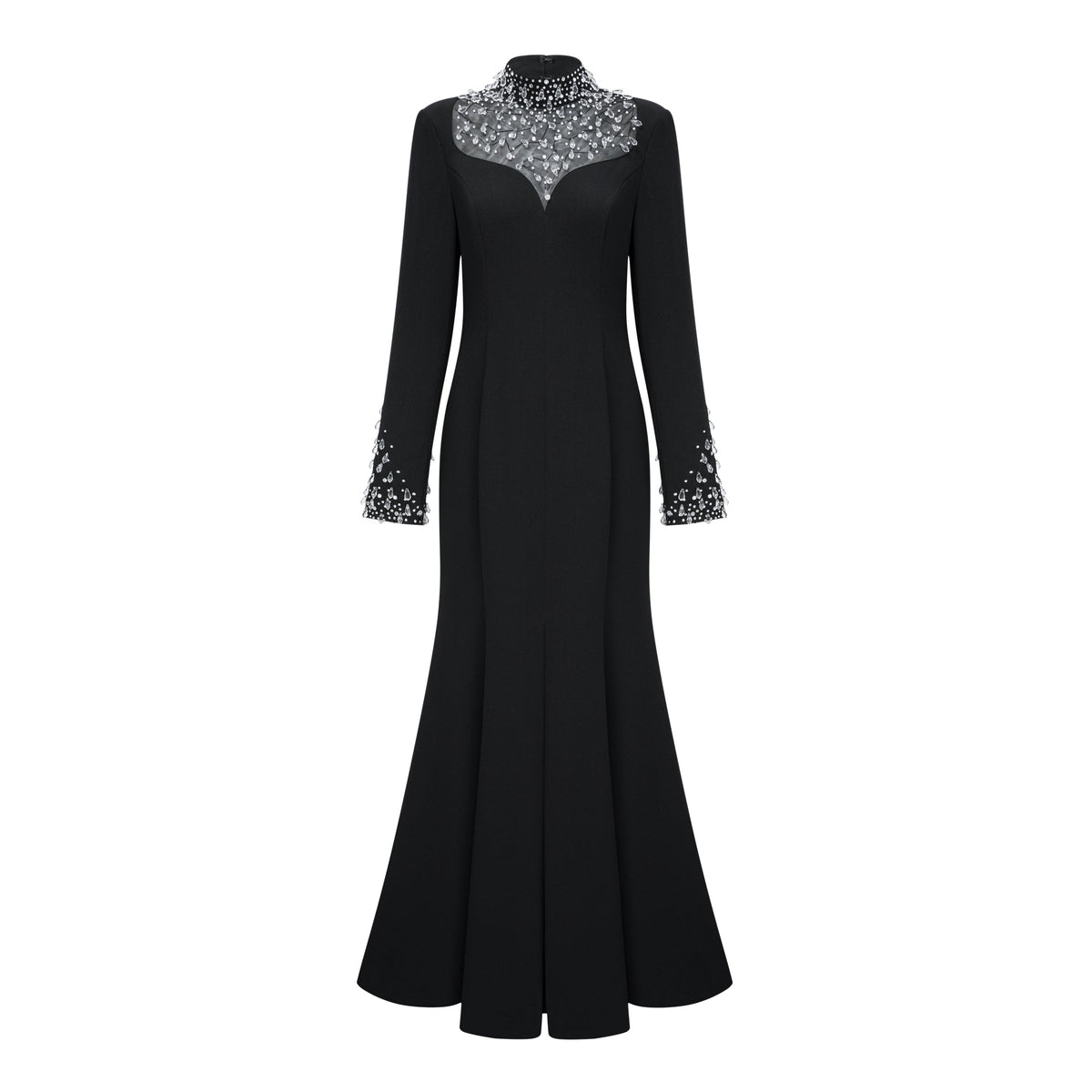 Oona Black Embellished Flared Maxi Gown