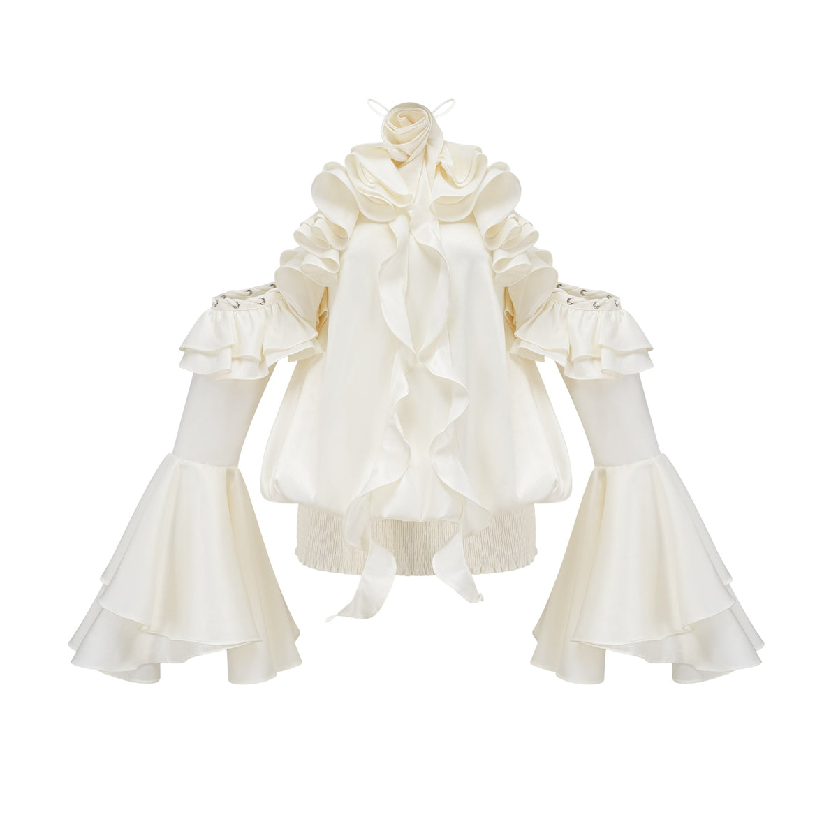 Fleur floral cold-shoulder ruffled mini dress