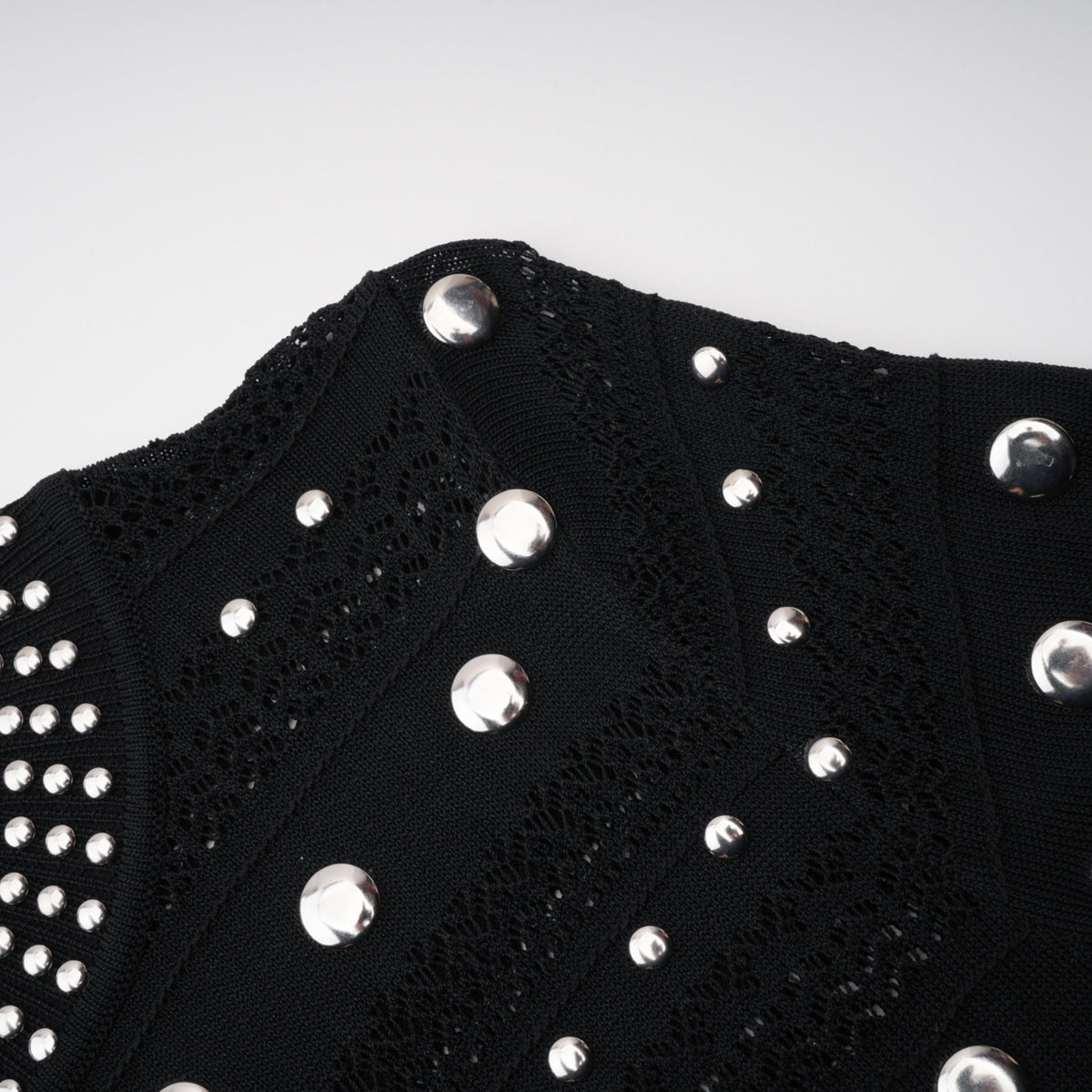Chloé Black Long Sleeve Studded Crochet Knit Midi dress (Final Sale)