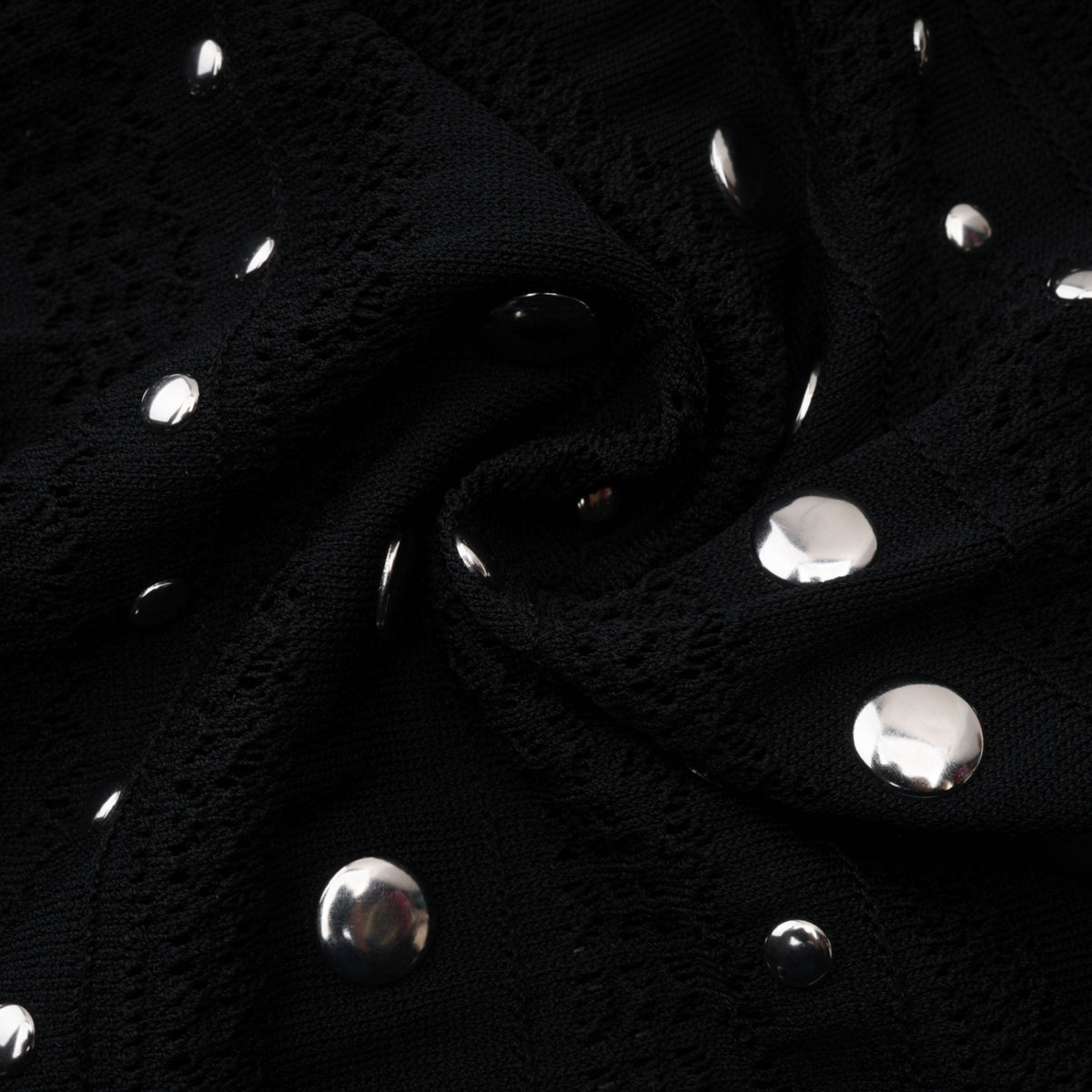 Chloé Black Long Sleeve Studded Crochet Knit Midi dress (Final Sale)