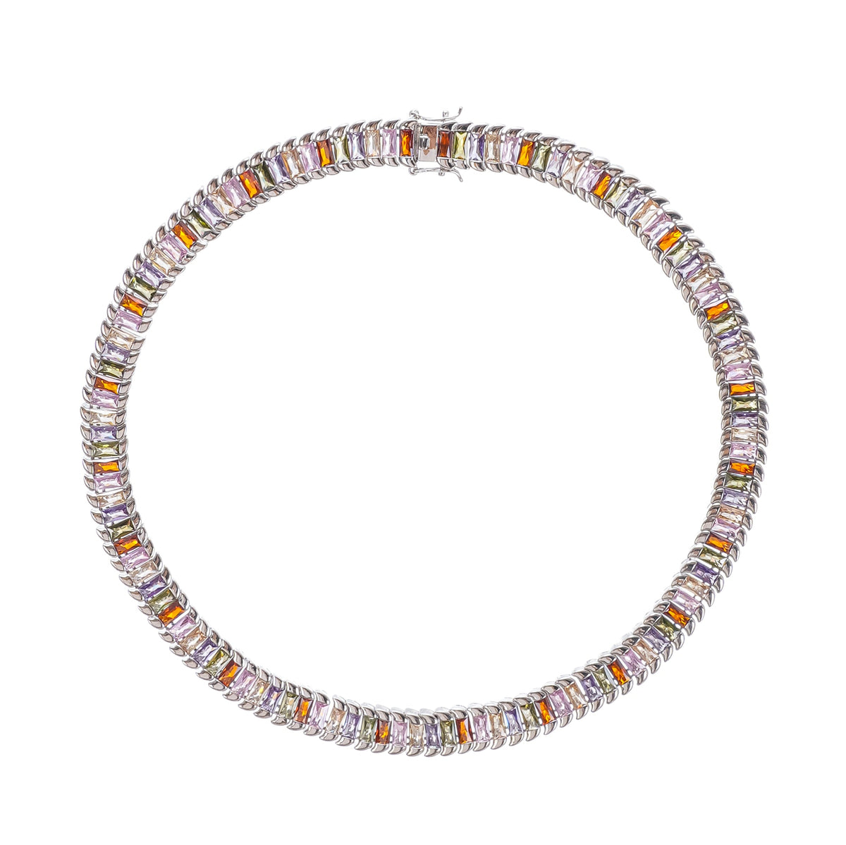 Isoline Silver Tone Crystal Embellished Necklace