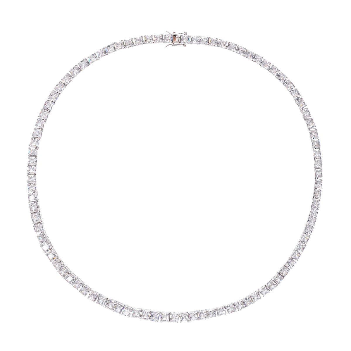 Avril Silver Tone Square Cut Crystal Embellished Necklace