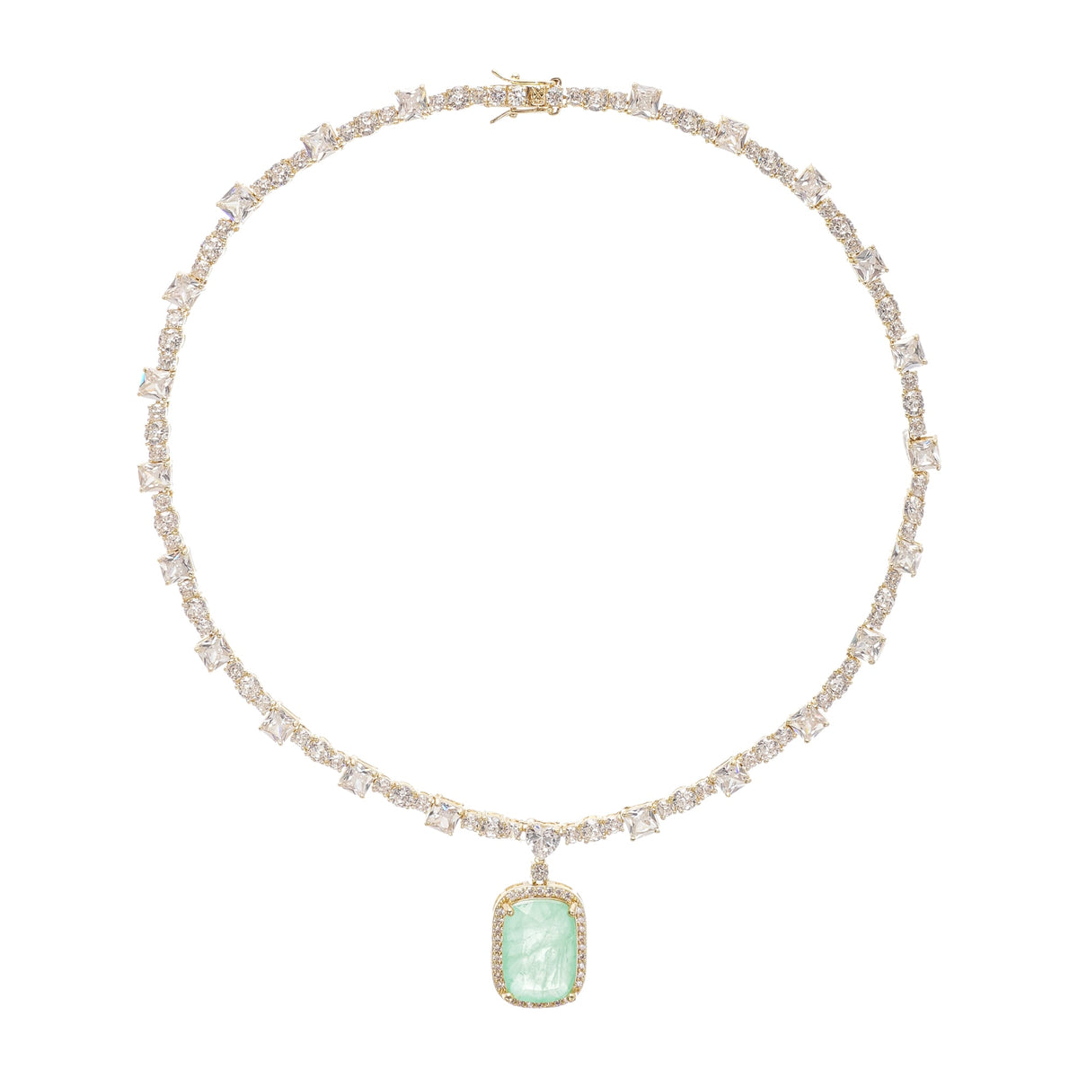 Clémence Gold Tone Oval Gemstone Pendant Necklace