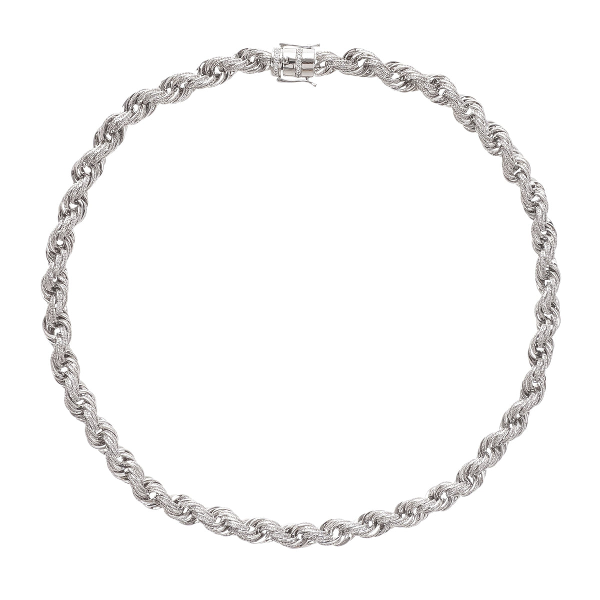 Aventin Silver Tone Cable Link Crystal Embellished Necklace