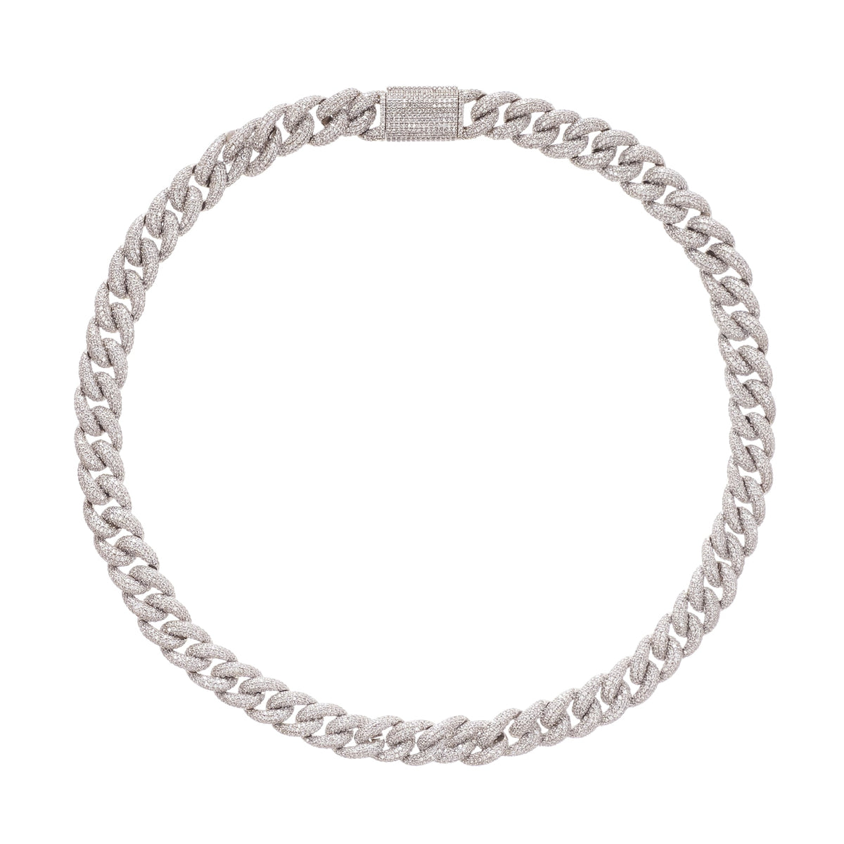 Frida Silver Tone Cuban Link Crystal Embellished Necklace