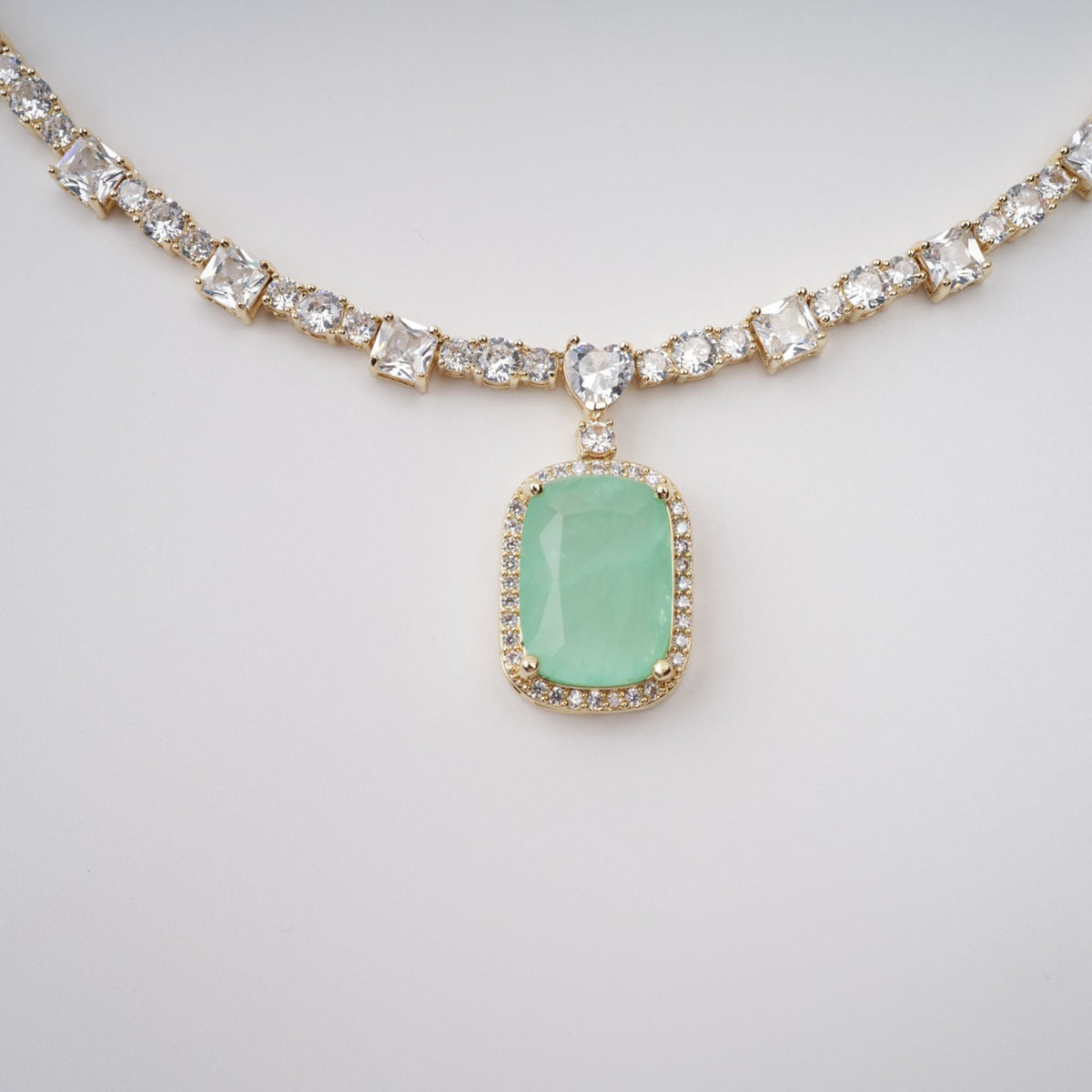 Clémence Gold Tone Oval Gemstone Pendant Necklace