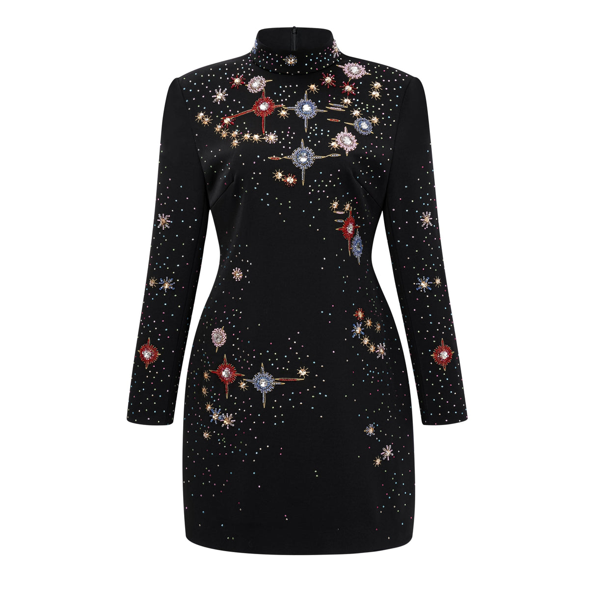 Rosaria Black Embellished Constellation Mini Dress (Final Sale)