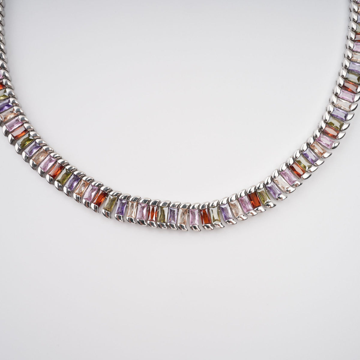 Isoline Silver Tone Crystal Embellished Necklace