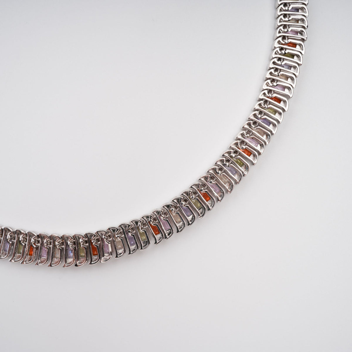 Isoline Silver Tone Crystal Embellished Necklace