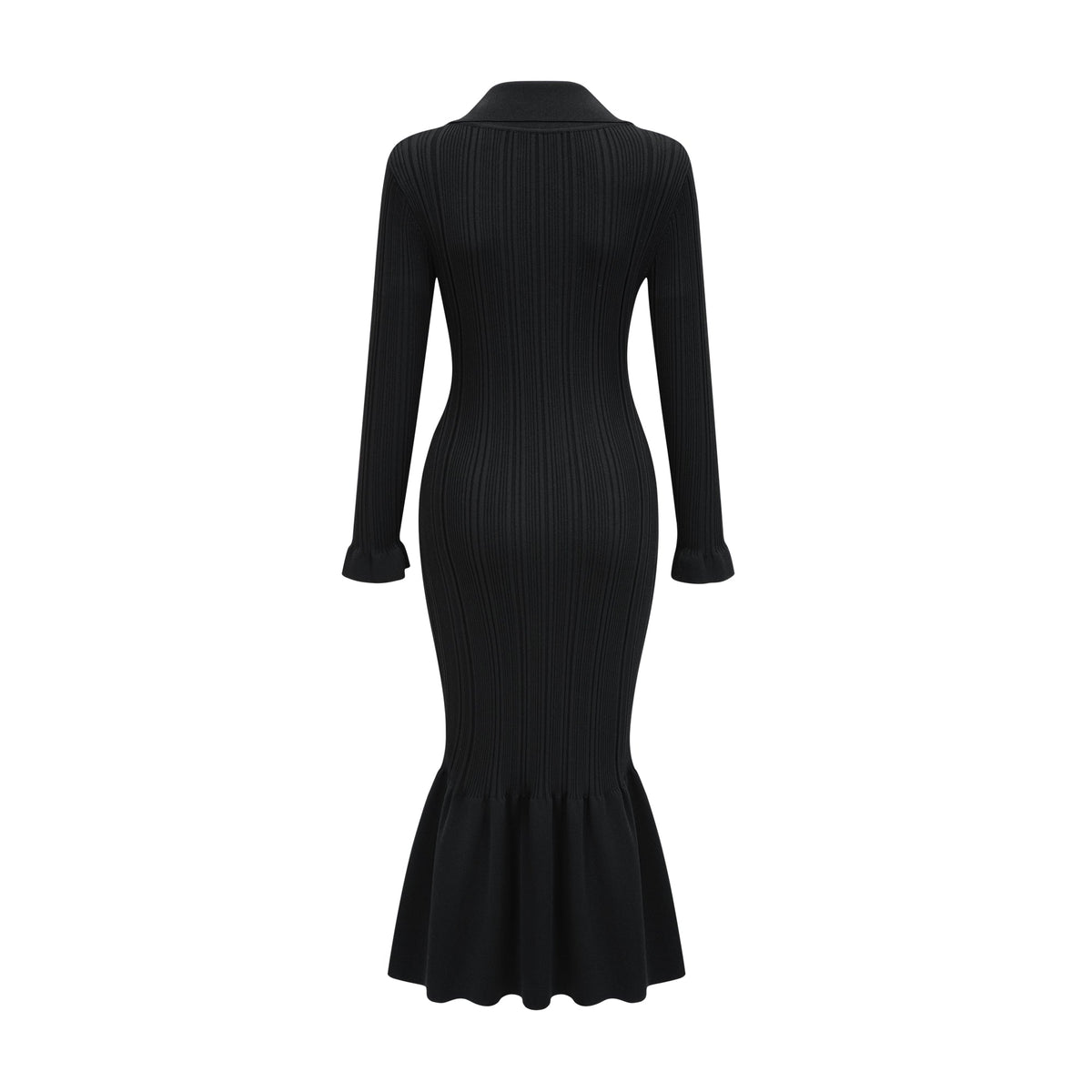 Priscille black ruffled midi dress