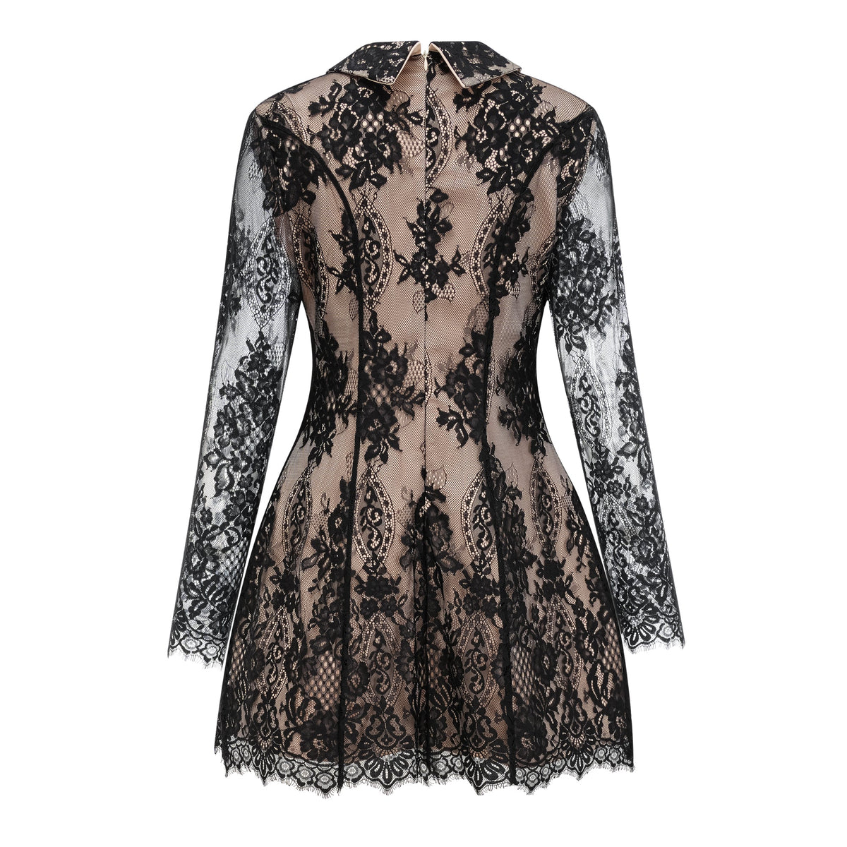 Aleksandra Black Floral Lace Mini Dress (Final Sale-US Only)
