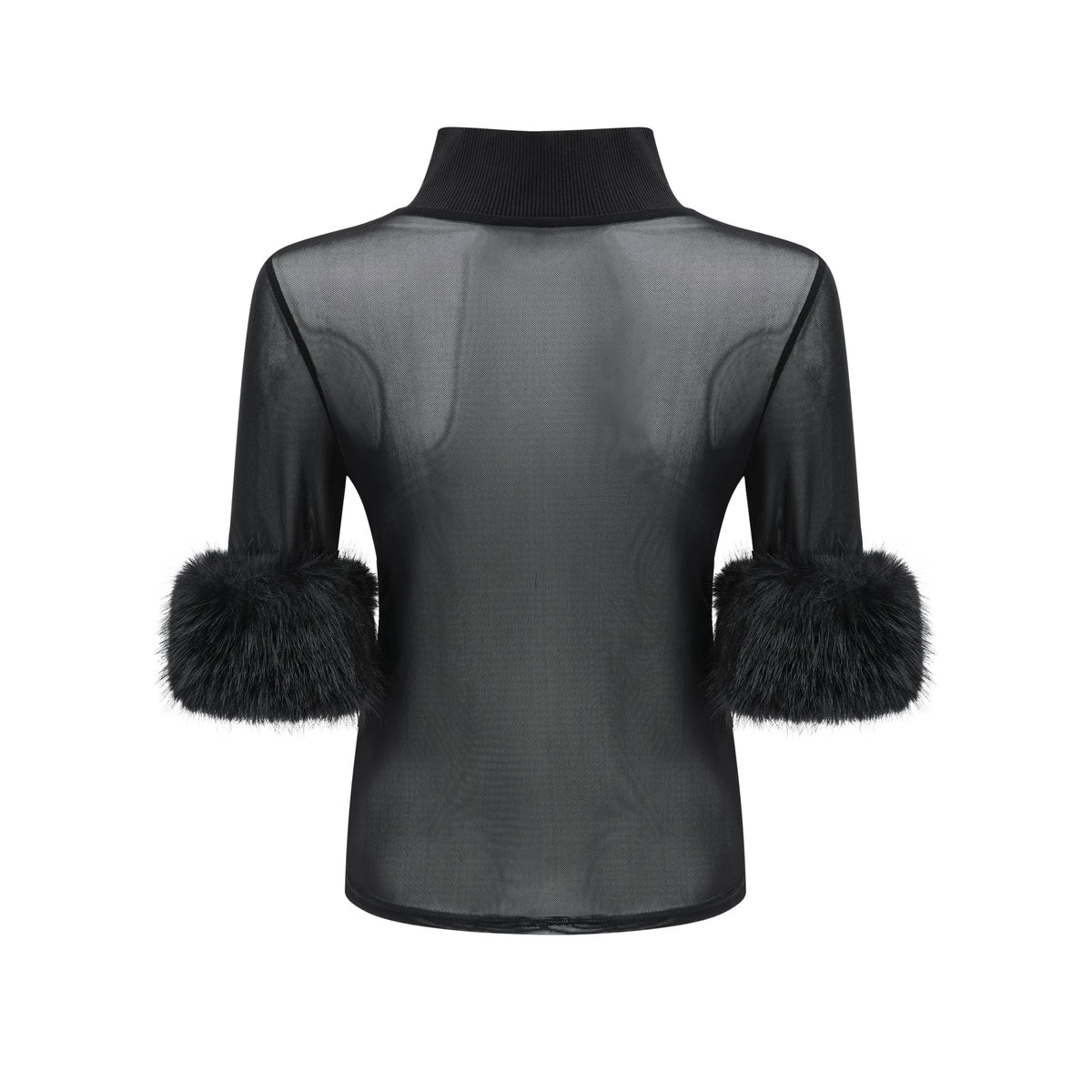Ségolène black faux-fur tulle top