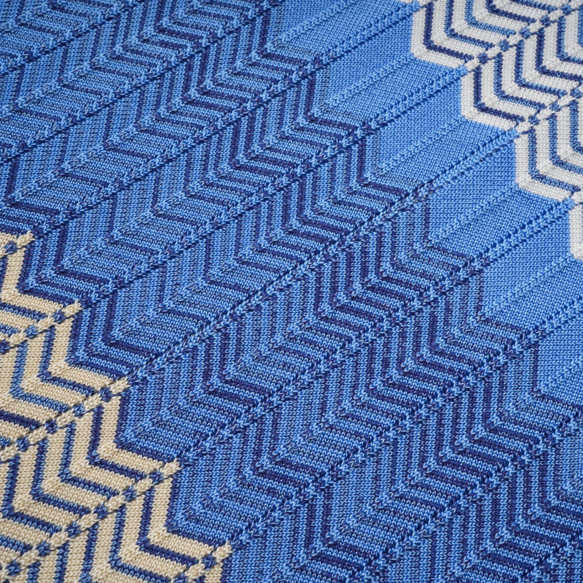 Daniela blue zigzag-design knit top & skirt matching set