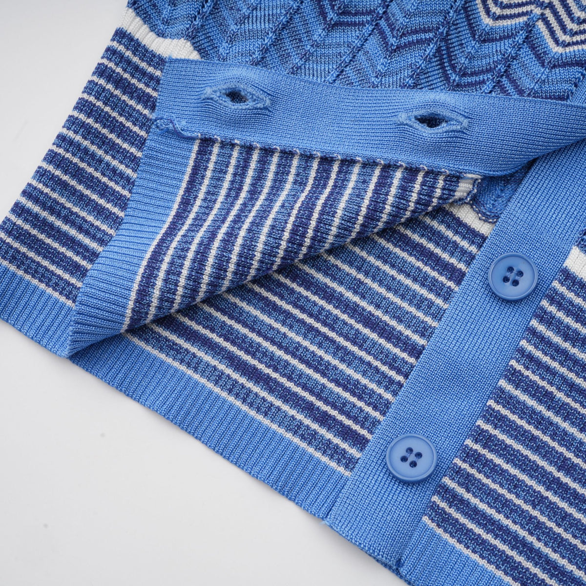 Daniela blue zigzag-design knit top & skirt matching set (Final Sale-US Only)