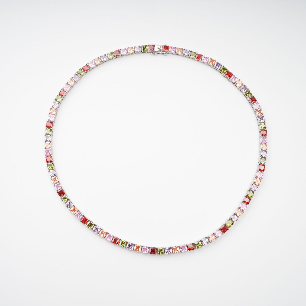 Avril Multicolor Square Cut Crystal Embellished Necklace