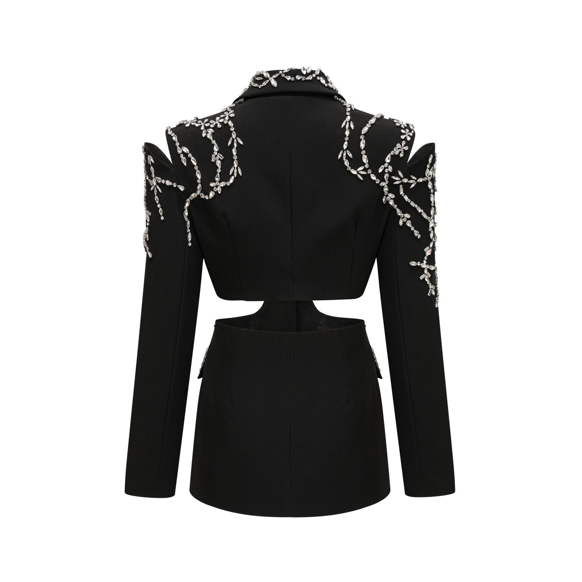 Audrey black crystal-embellished cut-out jacket