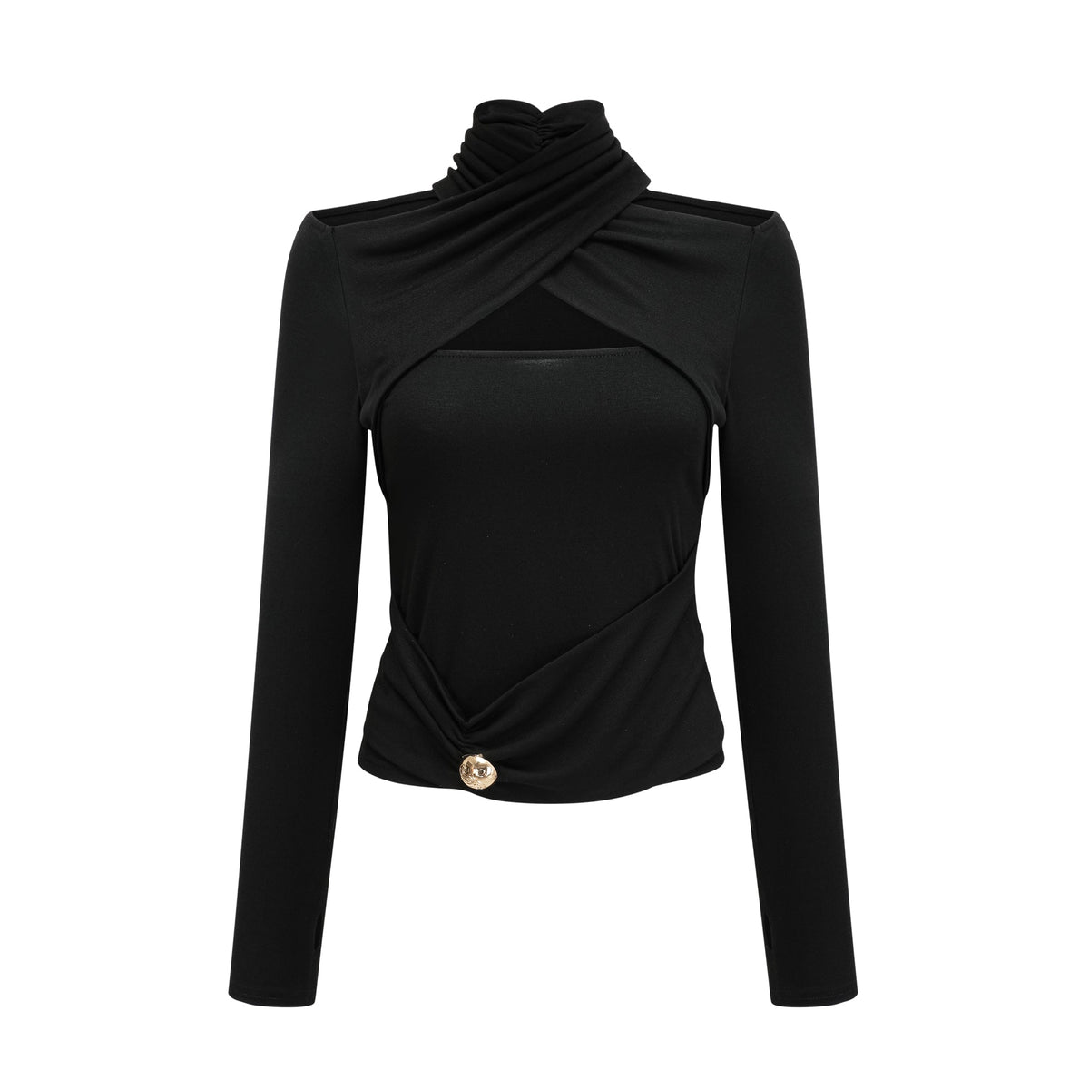 Odette black ruched stretch-jersey top (Final Sale)