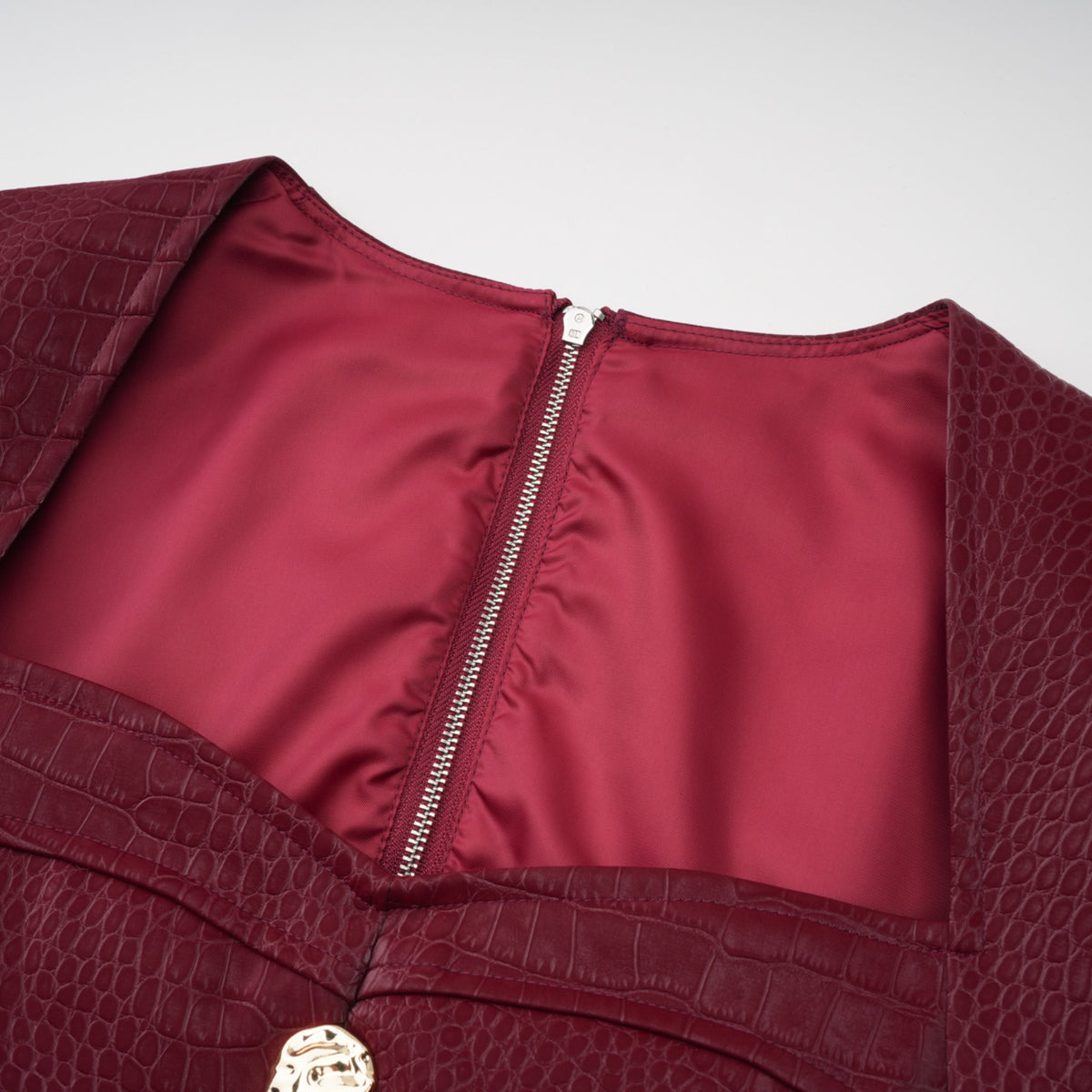 Frankie Red Leather Mini Dress with Decorative Buttons (Final Sale-US Only)