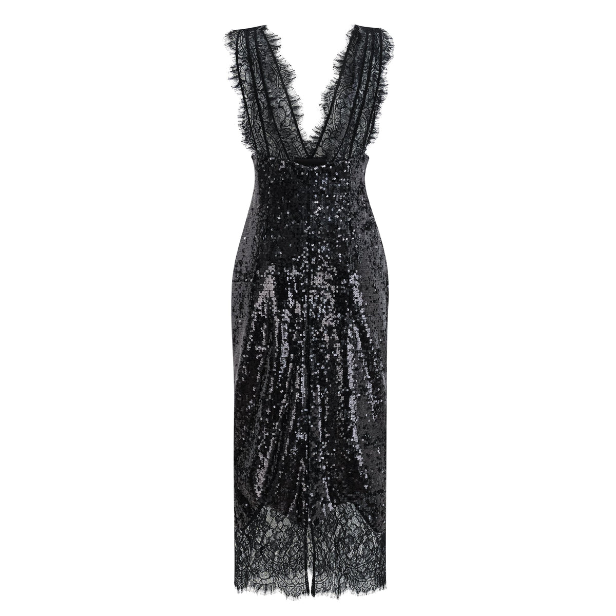 Ava Black Lace Panel Sequined Maxi Dress  (Final Sale-US Only)