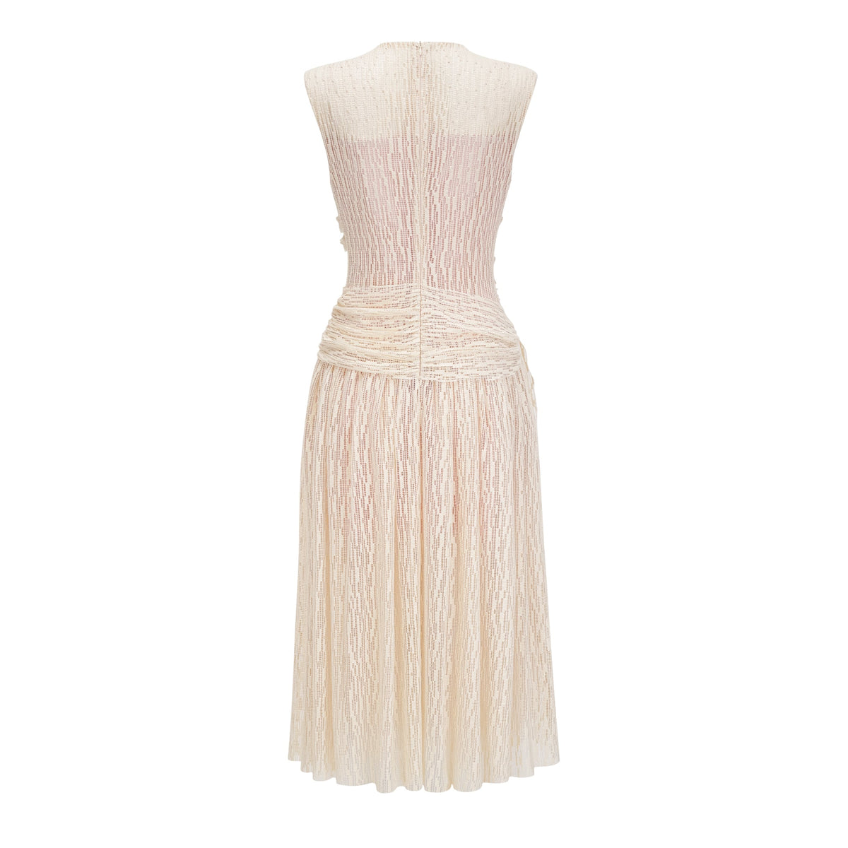 Cynthia Neutrals 3D Petal Textured Midi Dress (Final Sale-US Only)