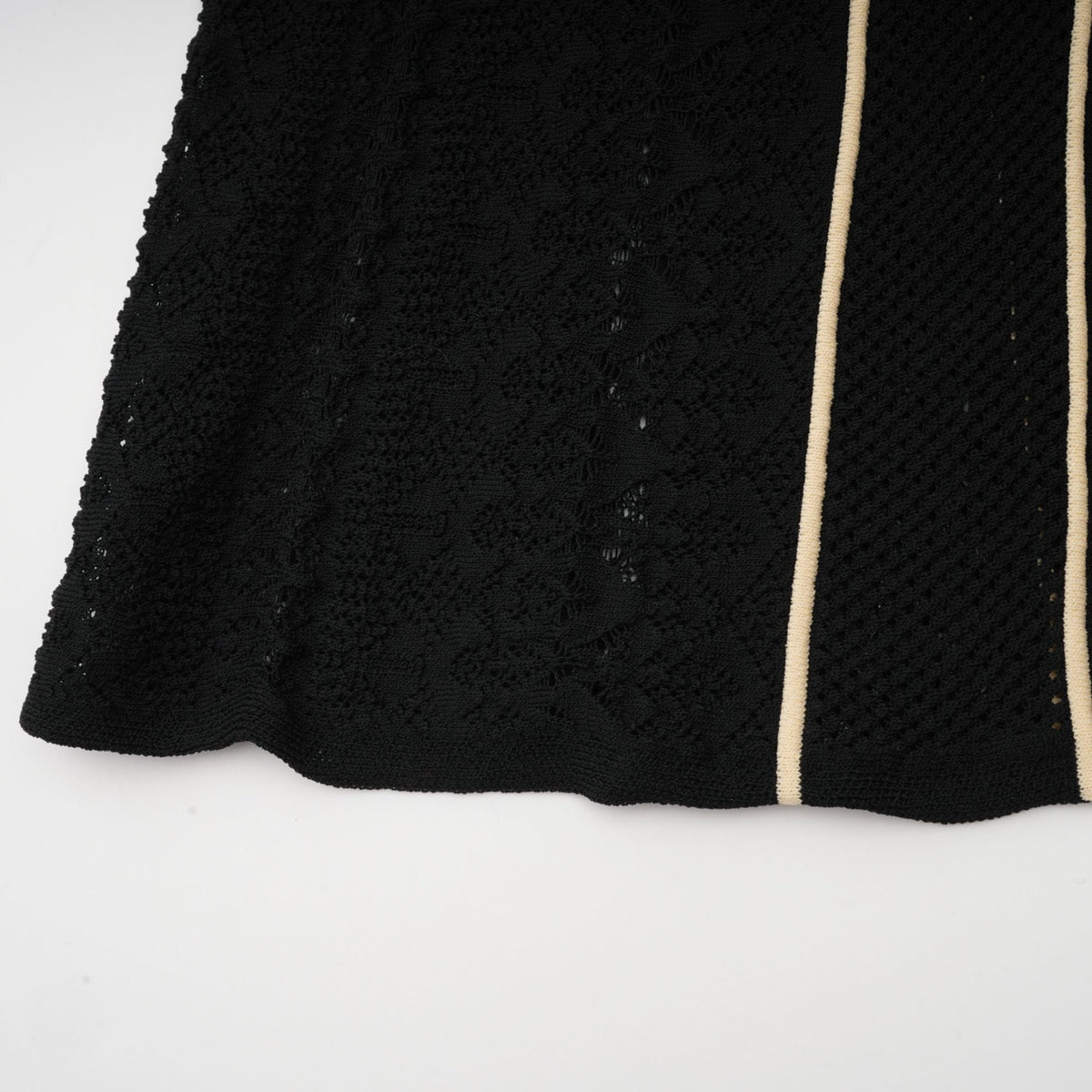 Maëlys black vertical-stripe netted maxi dress