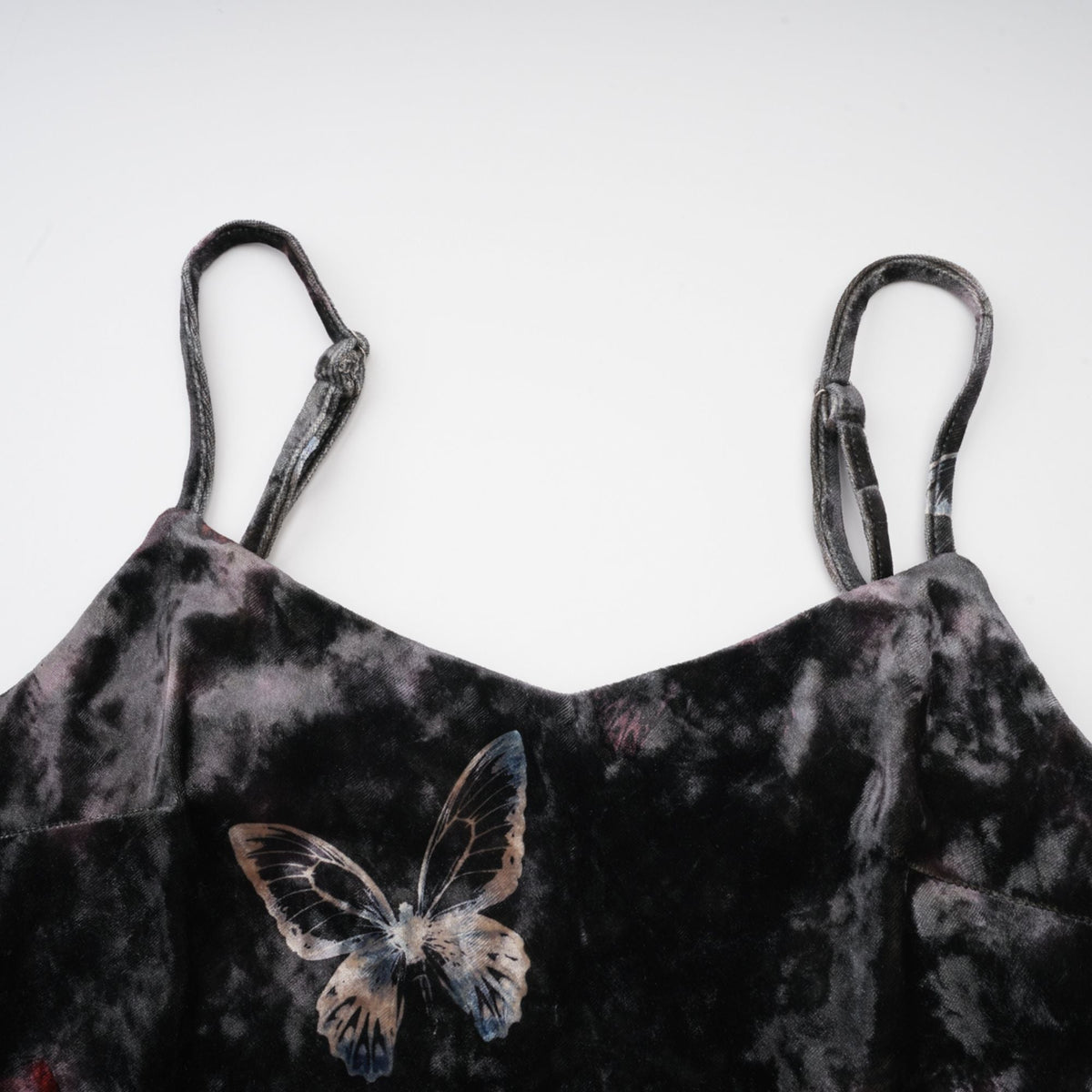 Blanche black butterfly-print velvet midi dress