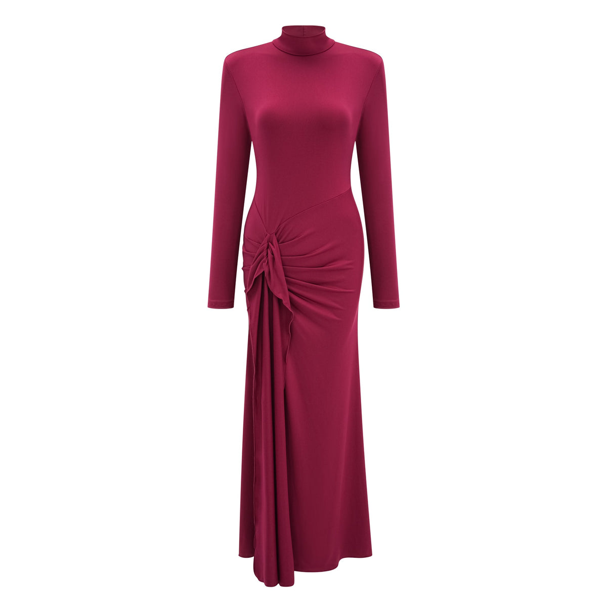 Neve Red High Neck Twist Knot Maxi Dress (Final Sale-US Only)