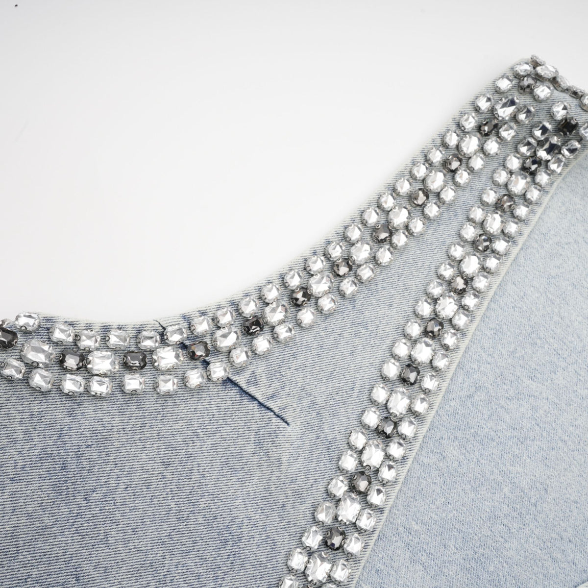 Daphné blue crystal sleeveless denim mini dress (Final Sale-US Only)