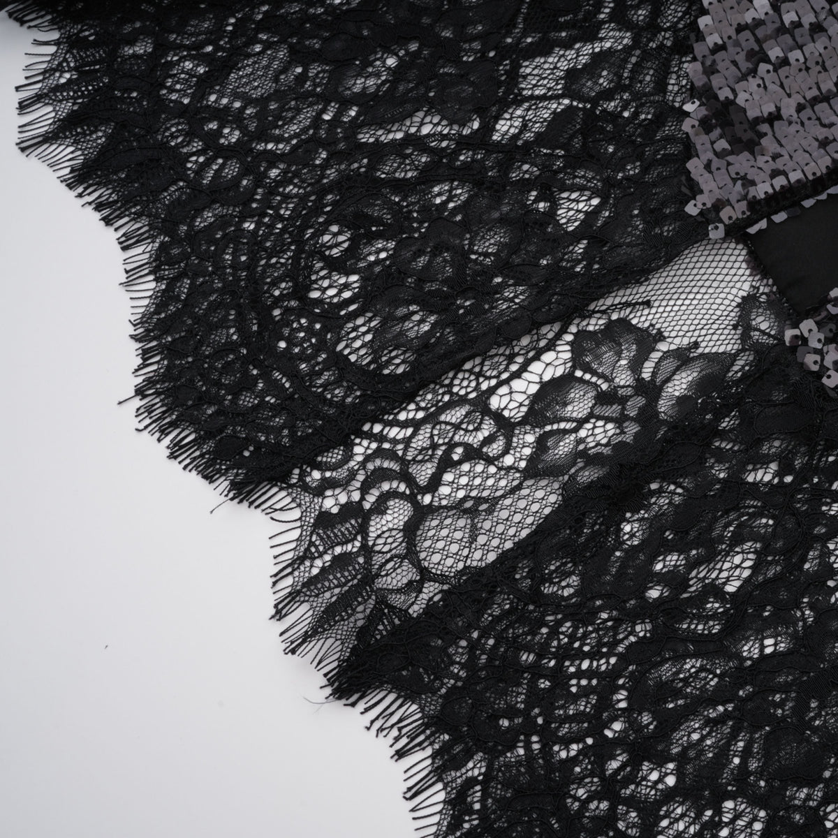 Ava Black Lace Panel Sequined Maxi Dress  (Final Sale-US Only)