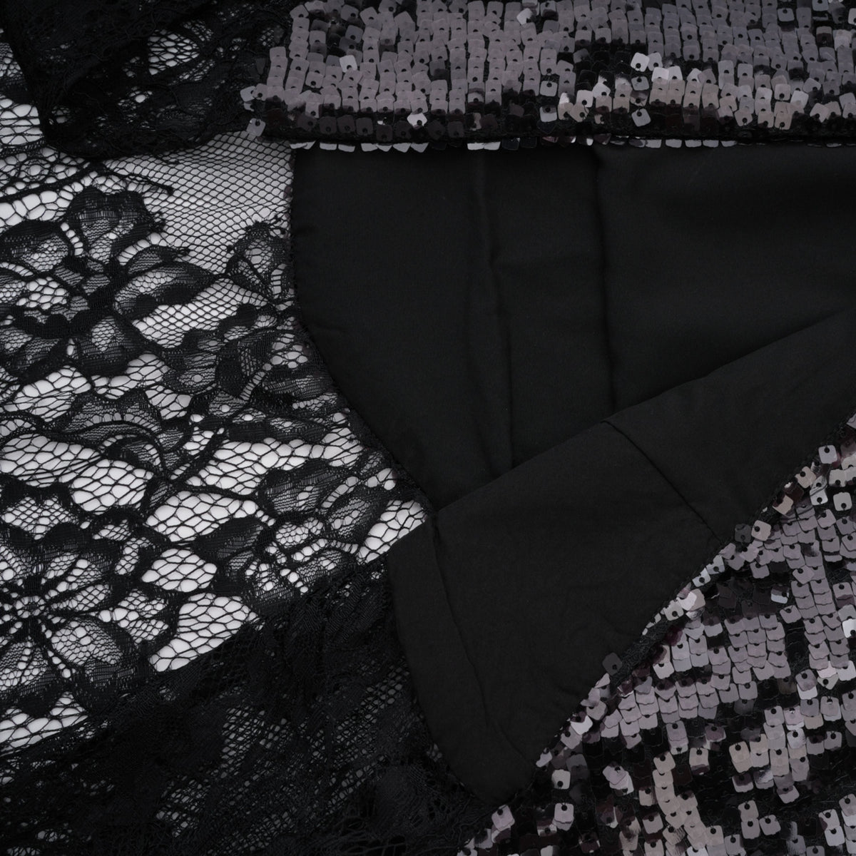 Ava Black Lace Panel Sequined Maxi Dress  (Final Sale-US Only)