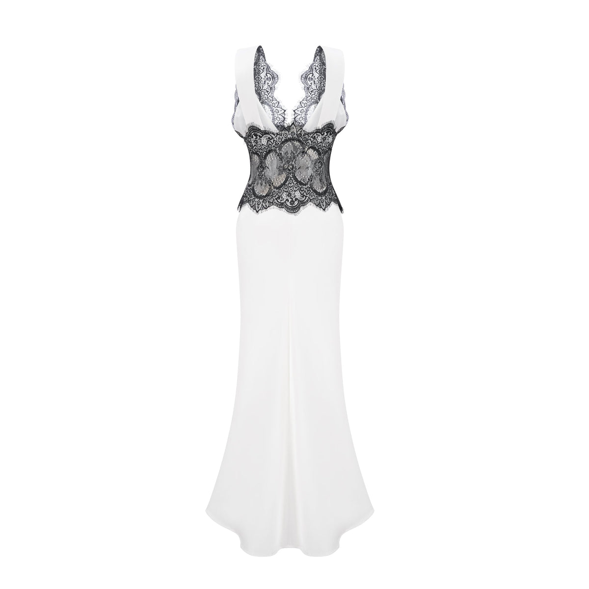 Éléonore contrast-color lace-detail maxi dress - White
