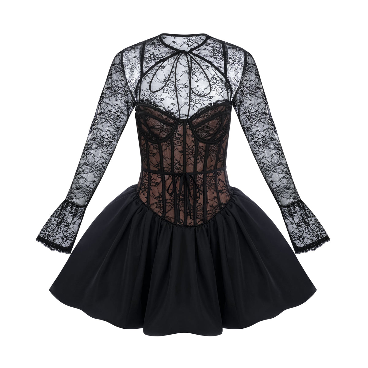 Louise black floral-lace vest & dress matching set (Final Sale-US Only)