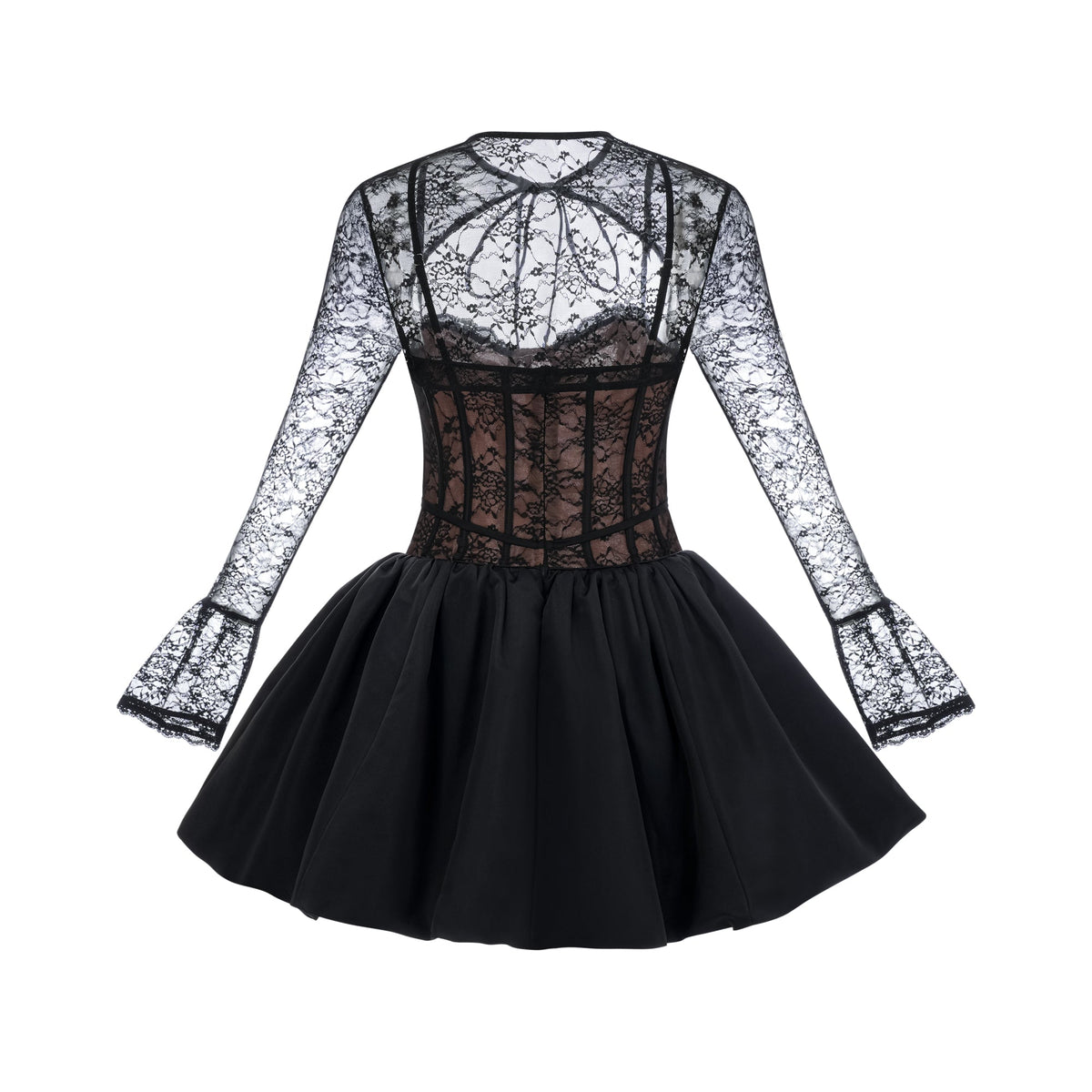 Louise black floral-lace vest & dress matching set (Final Sale-US Only)