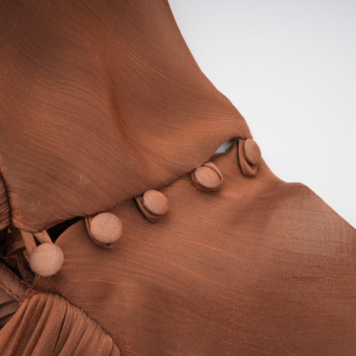 Mila pleated satin maxi dress in Brown