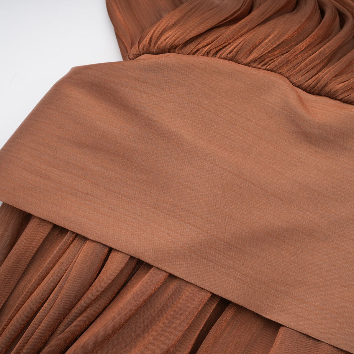 Mila pleated satin maxi dress in Brown