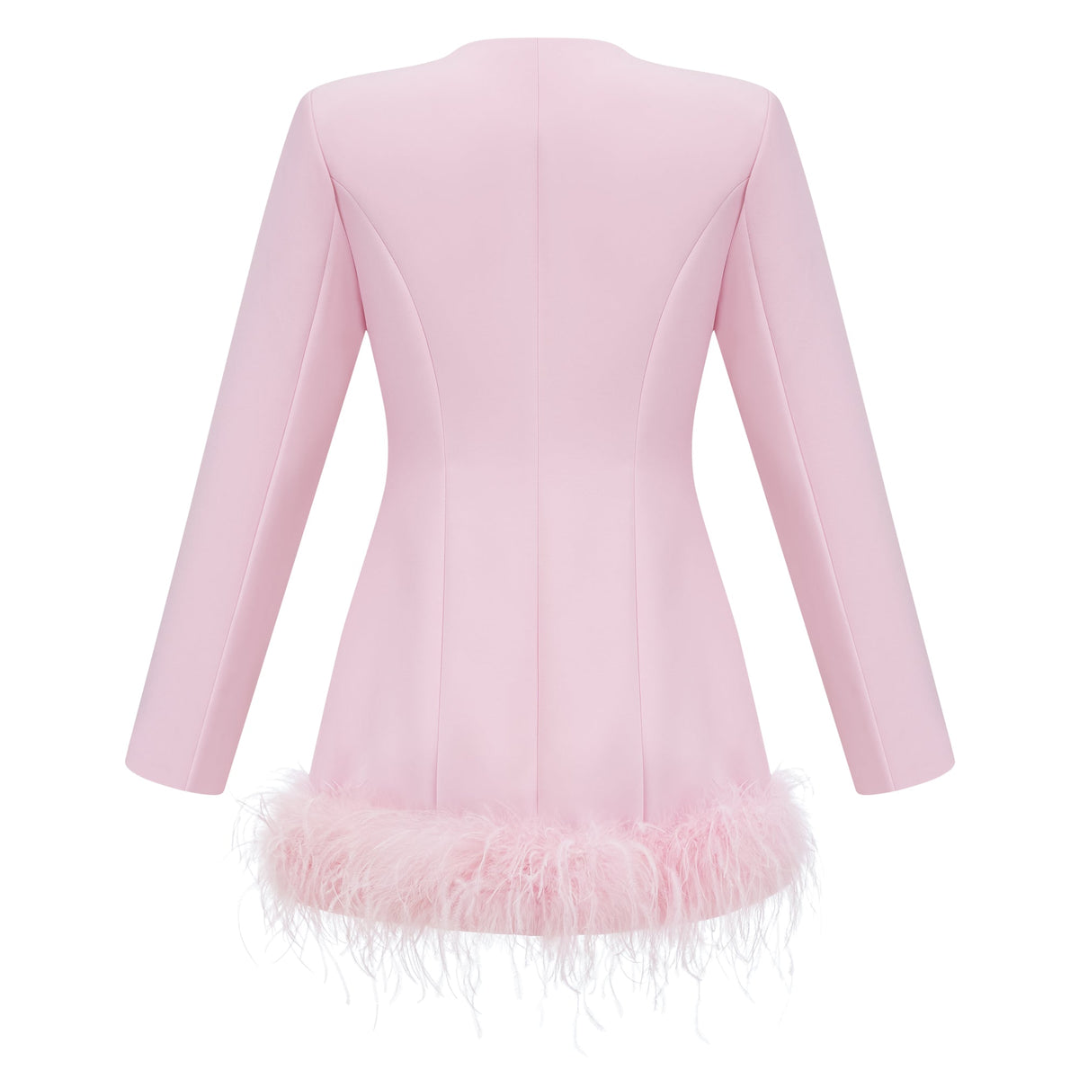 Freja Pink Feather Trim Mini Blazer Dress (Final Sale-US Only)