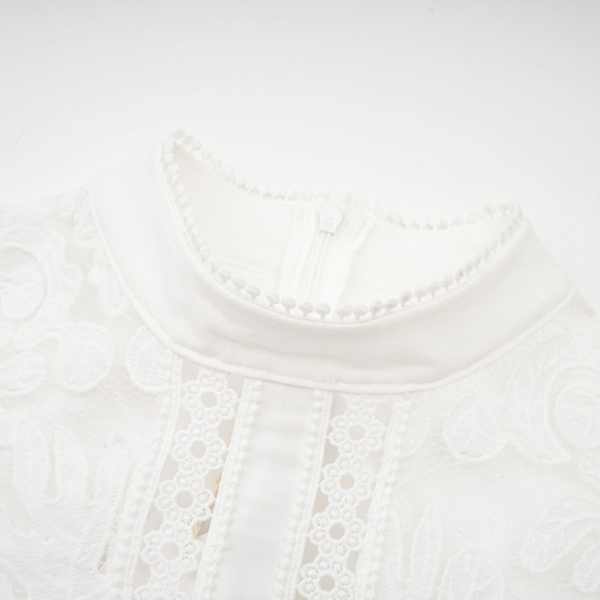 Madeleine white panelled embroidery midi dress