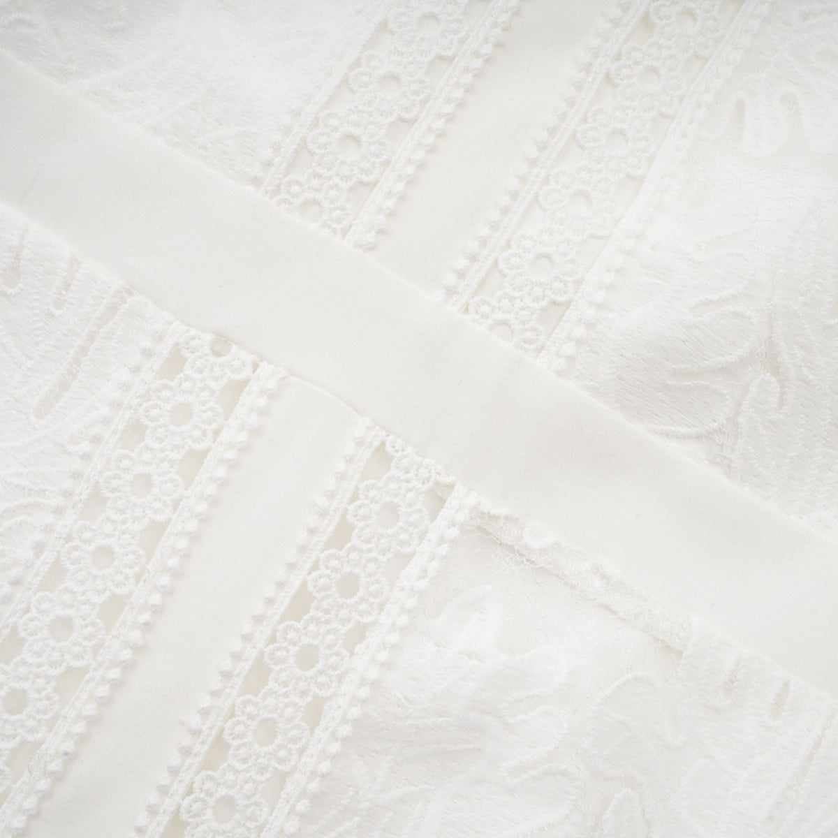 Madeleine white panelled embroidery midi dress