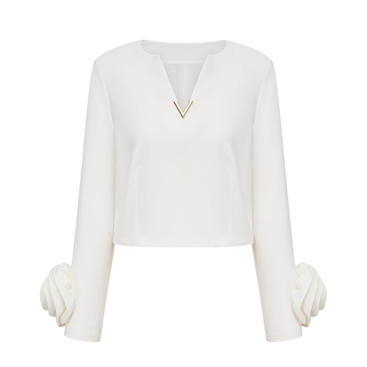 Hilaire white 3d-petal top & skirt matching set