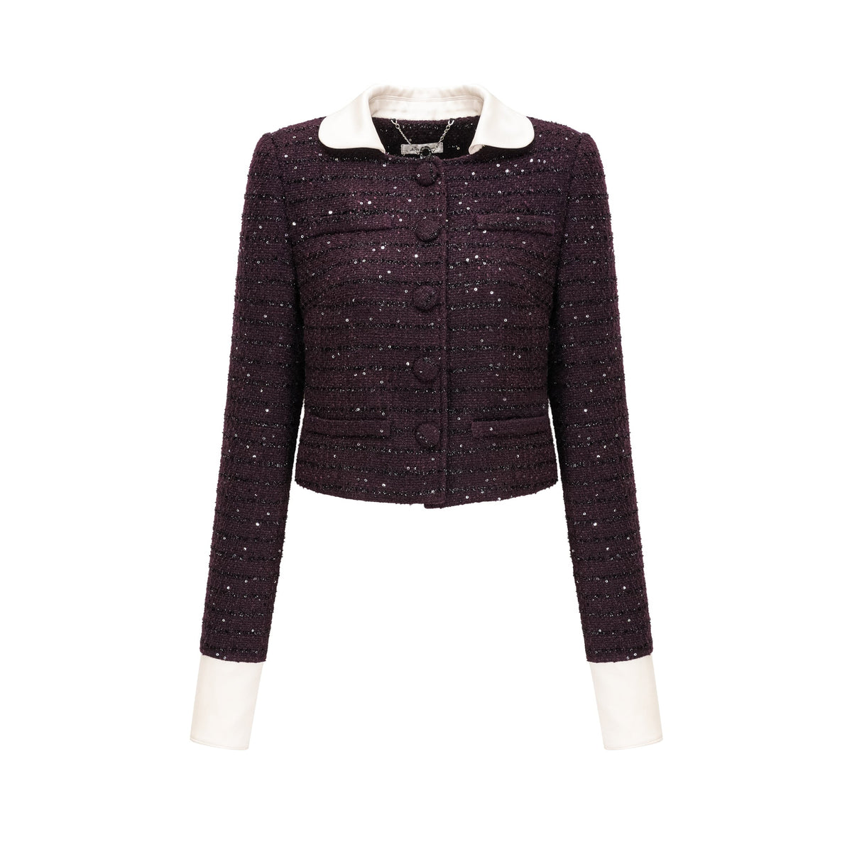 Brigitte purple sequined tweed jacket & skirt matching set (Final Sale)