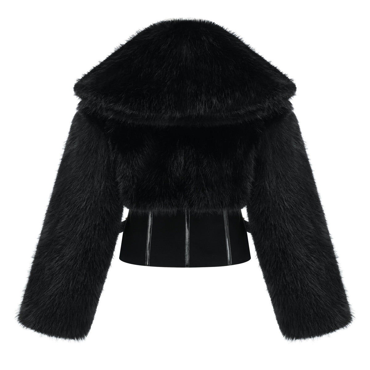 Alberta Black Faux-Fur Corset Panel Jacket