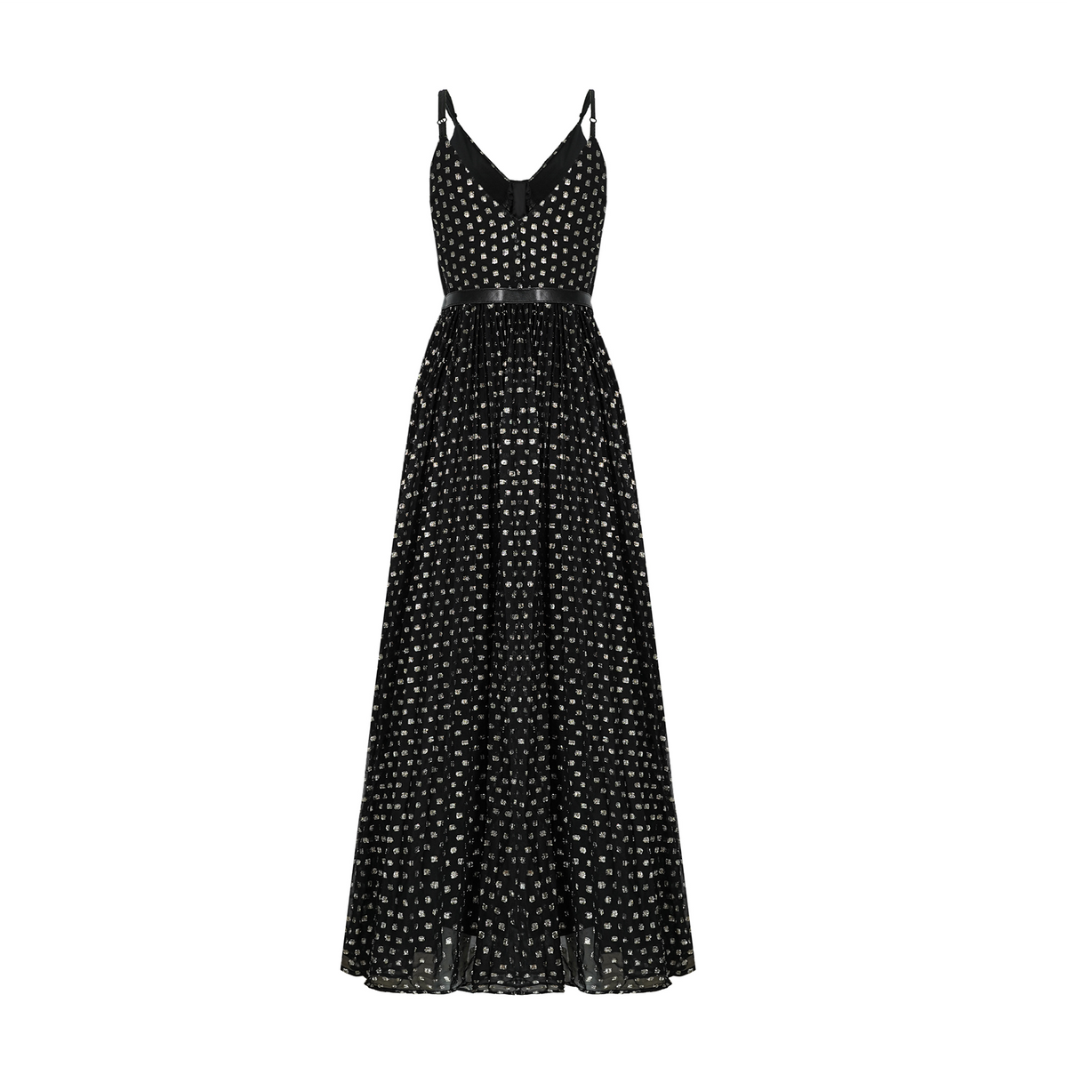 Aloïse Black Polka Dot Pleated Midi Dress (Final Sale)