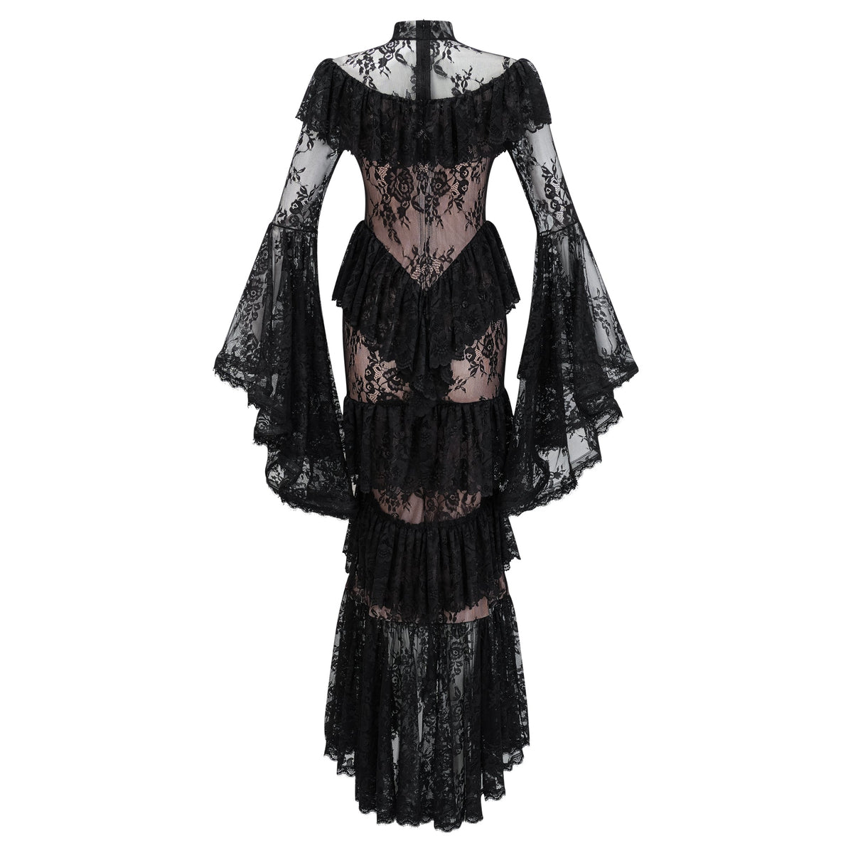 Roxane black floral-lace ruffled maxi dress (Final Sale-US Only)