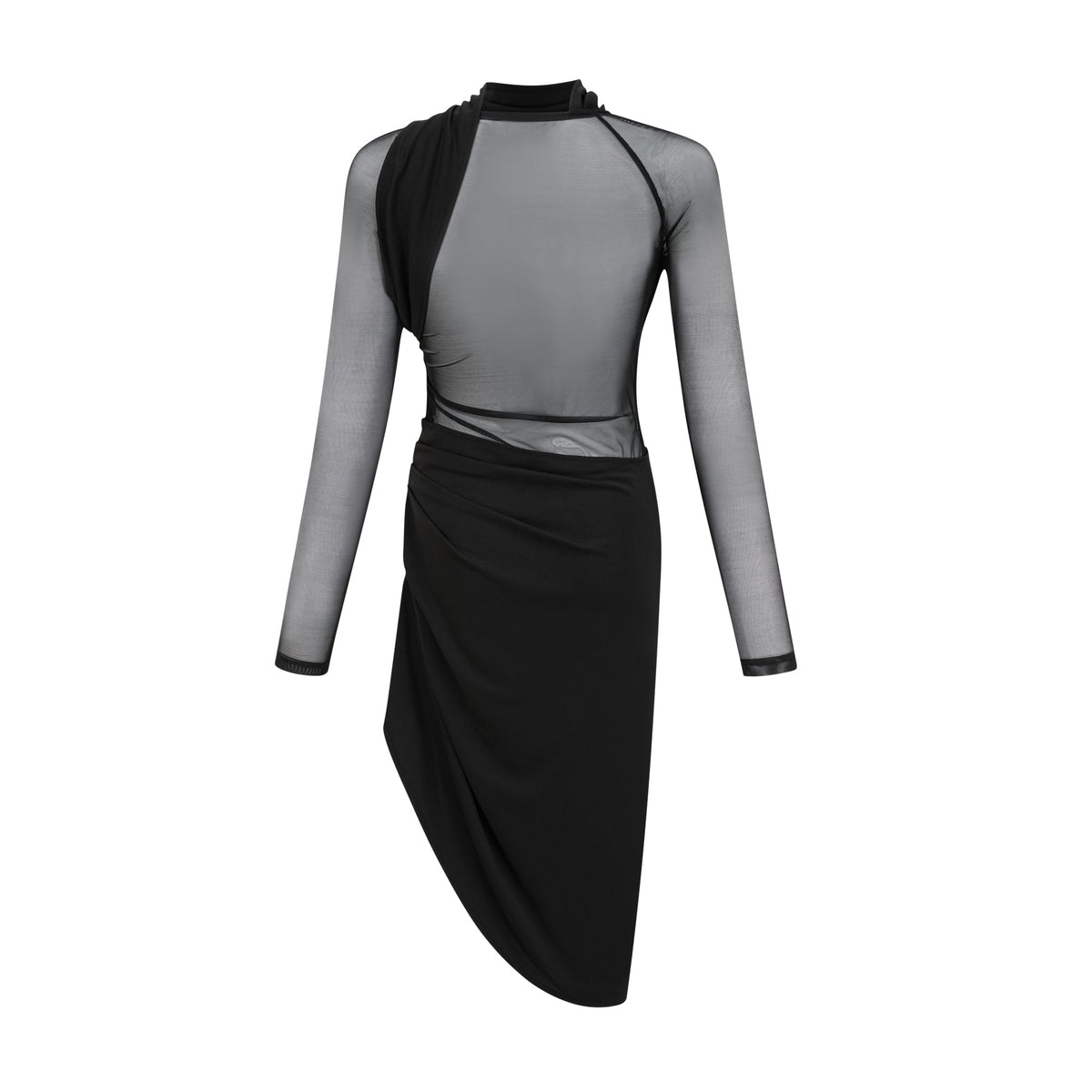 Clarisse semi-sheer ruched midi dress (Final Sale)