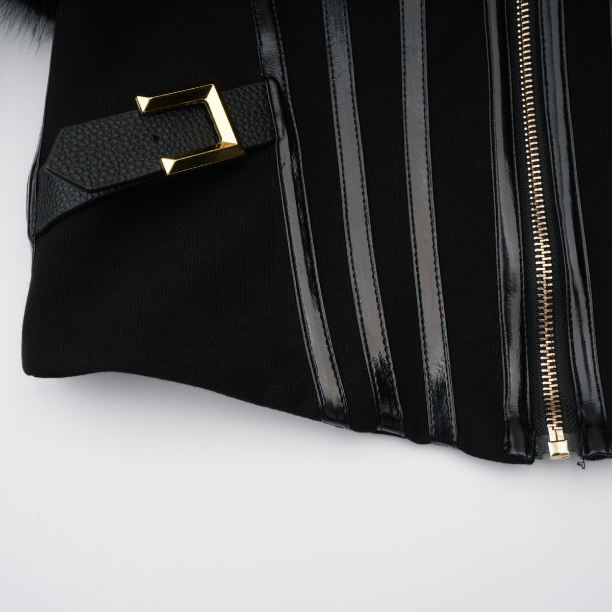 Alberta Black Faux-Fur Corset Panel Jacket (Final Sale)