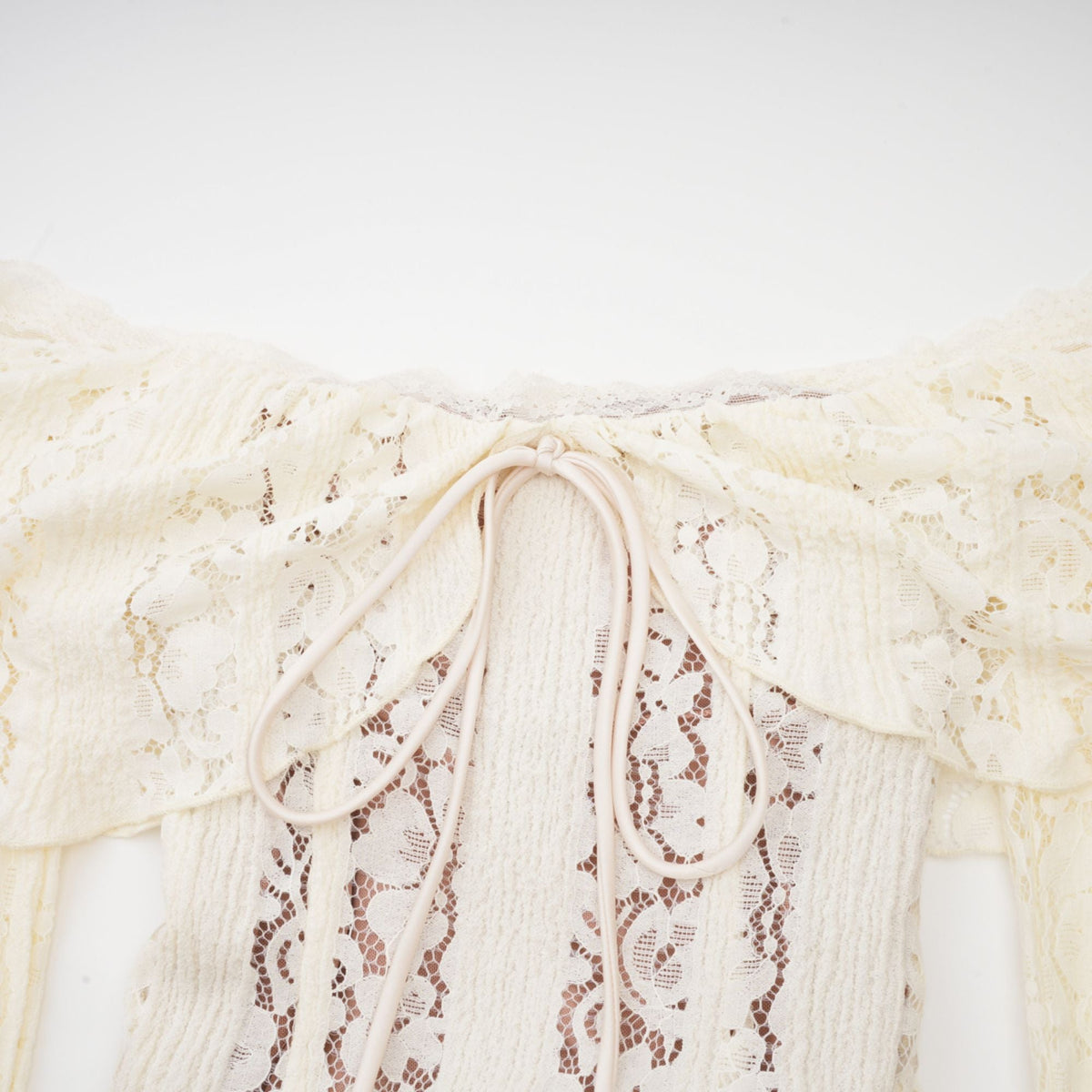 Émeline floral lace flared-cuff maxi dress in Neutrals (Final Sale-US Only)