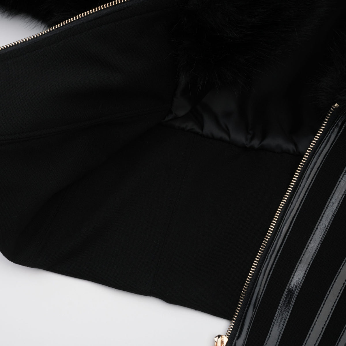 Alberta Black Faux-Fur Corset Panel Jacket (Final Sale)