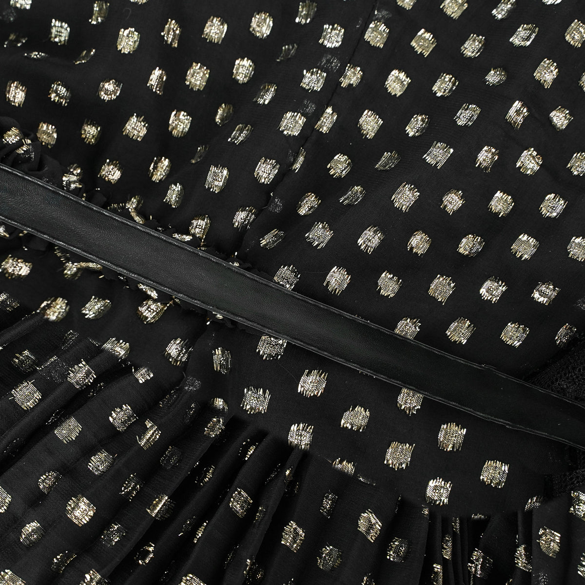 Aloïse Black Polka Dot Pleated Midi Dress (Final Sale-US Only)